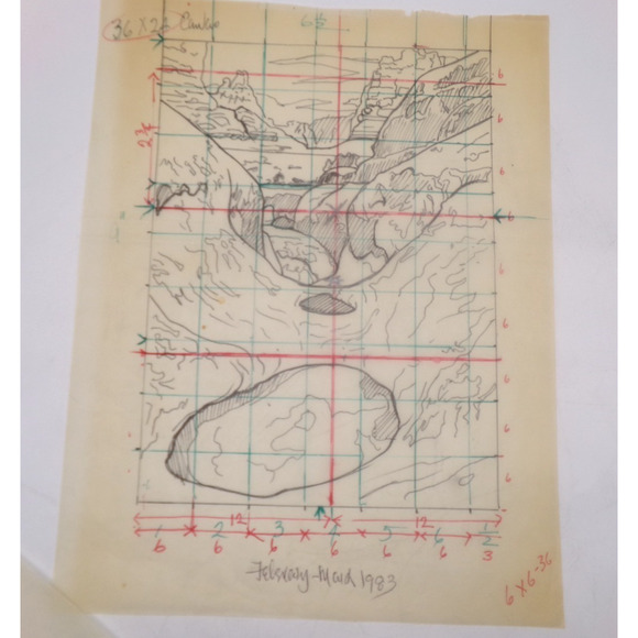Vintage Original Art Abstract Various Scene on tracing paper - Picture 6 of 9
